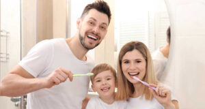 Family dentistry patients cleaning their teeth in Poway, CA